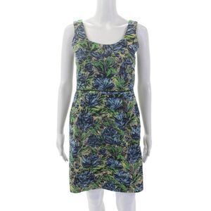 Baraschi Womens Floral Abstract Back Zipped Sleeveless Multicolored Dress Size 2